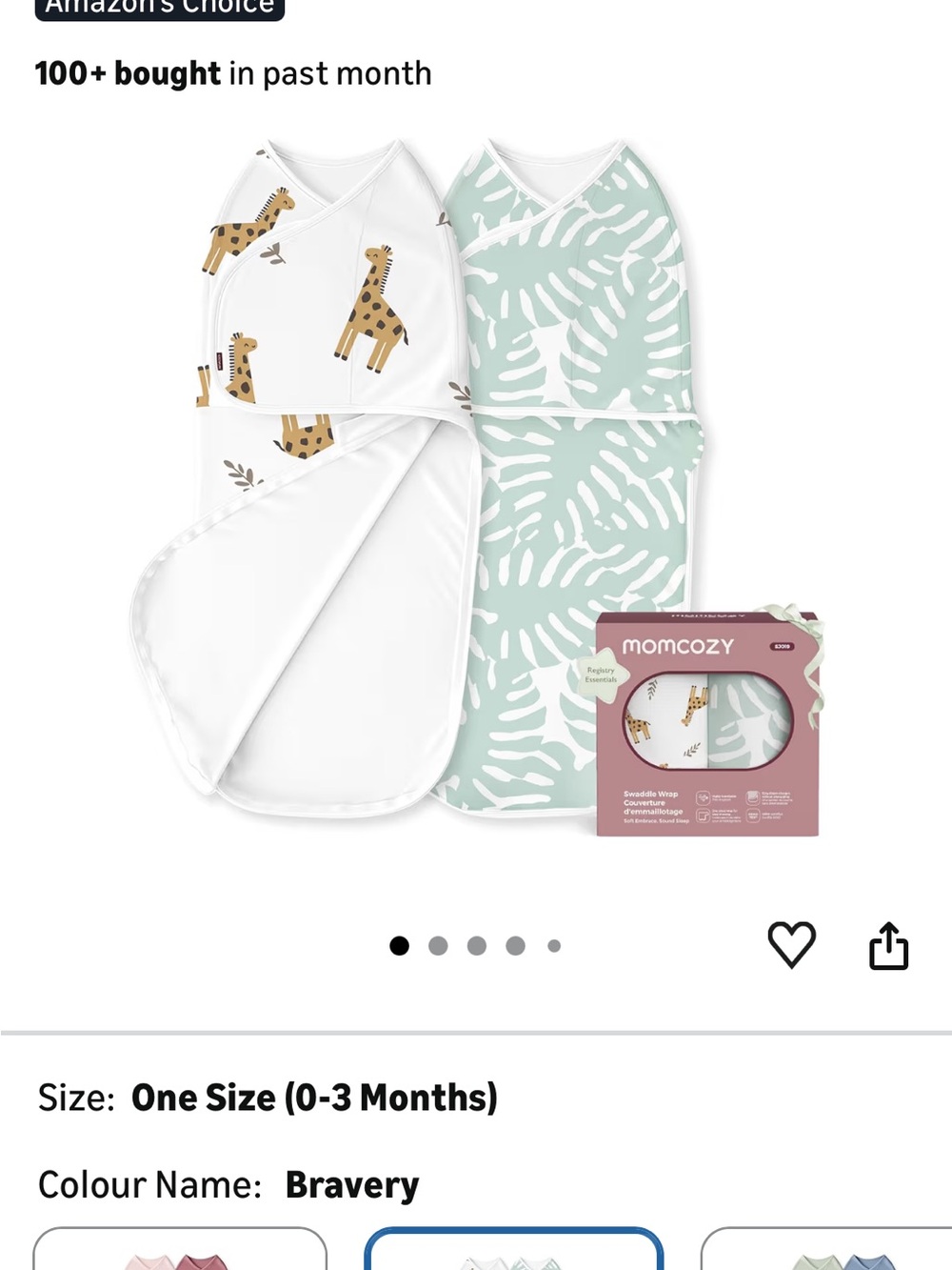 Mom Cozy Baby Swaddle Duo - Giraffe Print & Mint Leaf- NWT